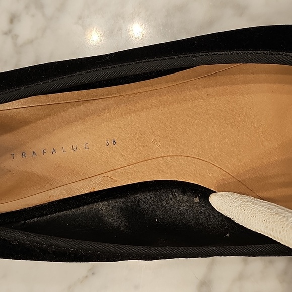 ZARA TRAFALUC WOMEN'S BEETLE EMBELISHED PEARL BLACK VELVET BALLET SHOES Sz 7.5 - Picture 7 of 15
